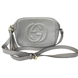 Gucci Soho Disco Pebble Gray Leather Small Crossbody Bag